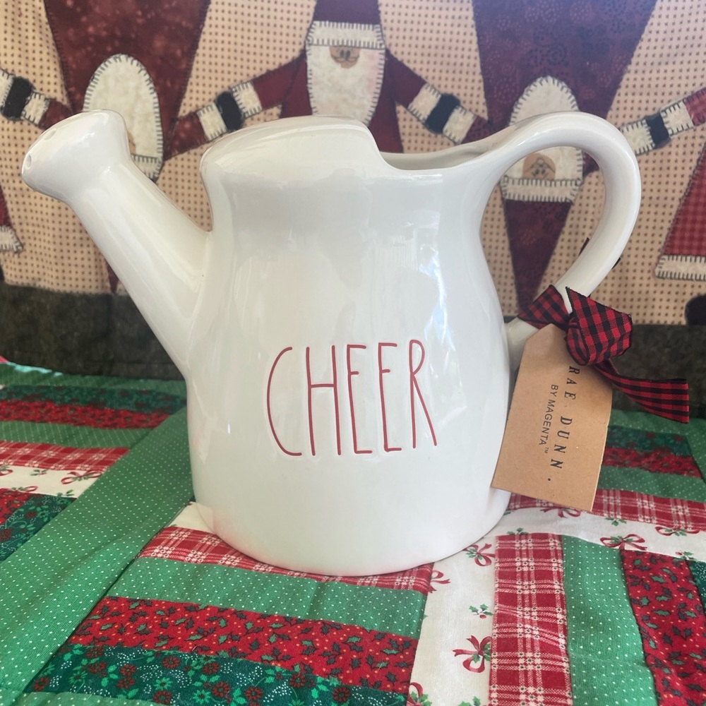 Rae Dunn Christmas Cheer Watering Can decoration ceramic